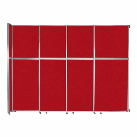 Versare Operable Wall Sliding Room Divider 12'8" x 10'3/4" Red Fabric 1072427-1